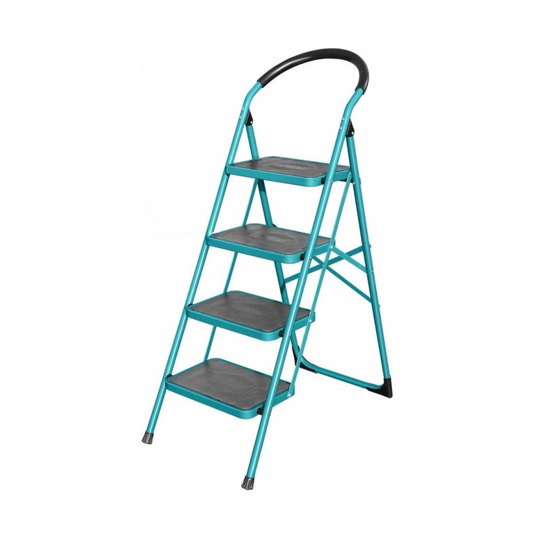 Escalera tubular de acero 4 pasos soporta 150kg Total
