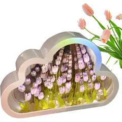 GENERICO - LÁMPARA DE TULIPANES GRANDE ESPEJO 3D NUBES INFINITO PARA ARMAR
