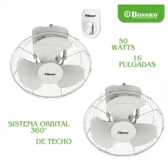 BOSSKO - Pack 02 Ventilador de Techo 16" BK8454VT 50W Orbital Silencioso