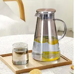 GENERICO - Jarra Gris Con tapa de Acero Inox. Resistente al Calor 1.6 L