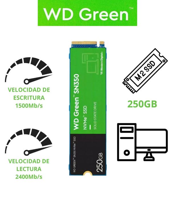 SSD M.2 NVME PCIE 3.0 SN350 GREEN 250GB