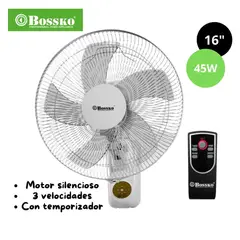 BOSSKO - Ventilador de Pared con Control Remoto 16 Pulgadas