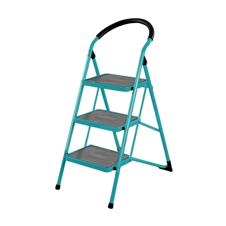 Escalera tubular de acero 3 pasos soporta 150kg Total