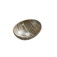 XM - Ovalín de Loza Vitrificada Café Dorado Turco