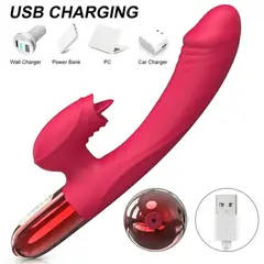 GENERICO - Vibrador Conejo 3 en 1 en Color Rojo