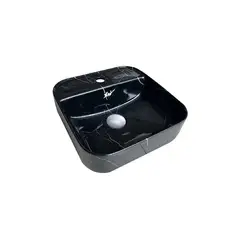 XM - Ovalín de Loza Vitrificada Mármol Negro