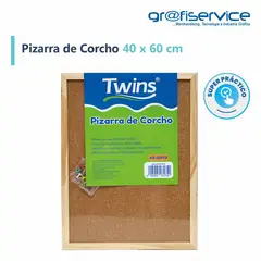GENERICO - Pizarra de Corcho 40 x 60 cm TWINS + Alfileres