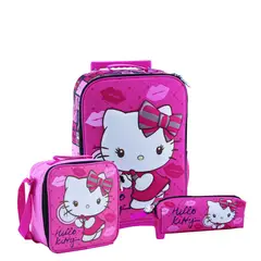SCOOL - SET MOCHILA HELLO KITTY OFICIO MALETA CARRITO LONCHERA CARTUCHERA