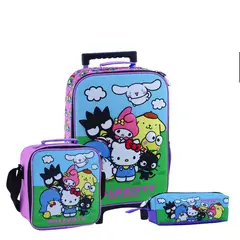 SCOOL - SET MOCHILA HELLO KITTY Y AMIGOS OFICIO MALETA LONCHERA CARTUCHERA
