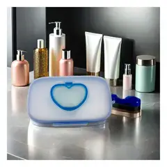 GENERICO - Porta Paños Pañitos Estuche Corazon Azul