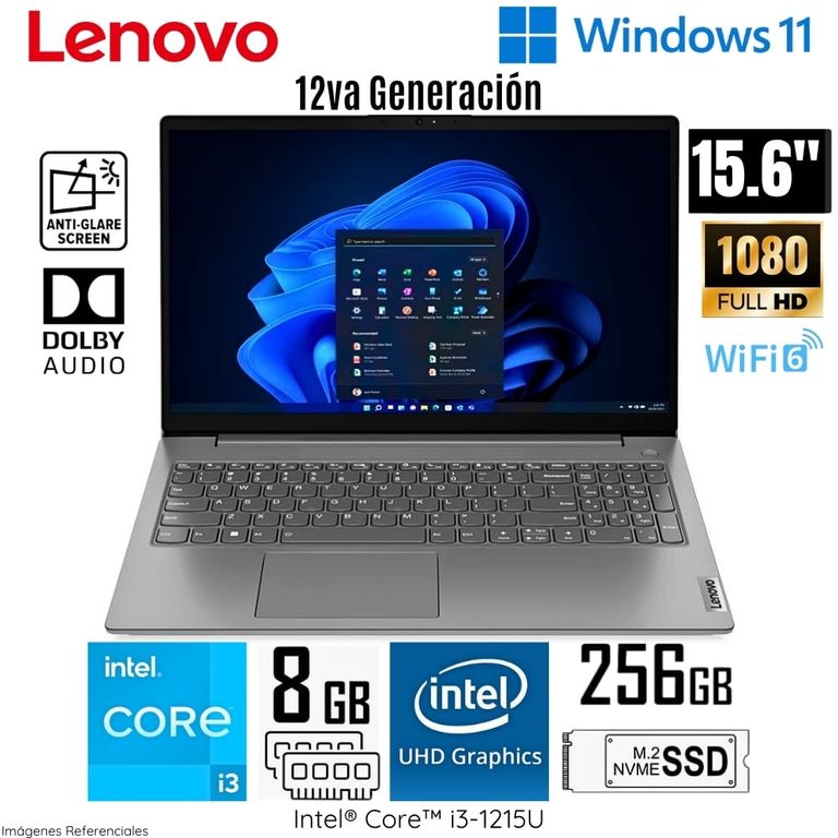 Laptop V15 G3 IAP Intel Core i3-1215U 8GB RAM 256GB SSD 15.6 FHD - 82TT00CVLM