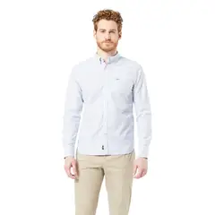 DOCKERS - Camisa Hombre Oxford Slim Fit Celeste Rayas