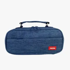 GENERICO - Cartuchera portalápices doble cierre con asa - Azul Navy