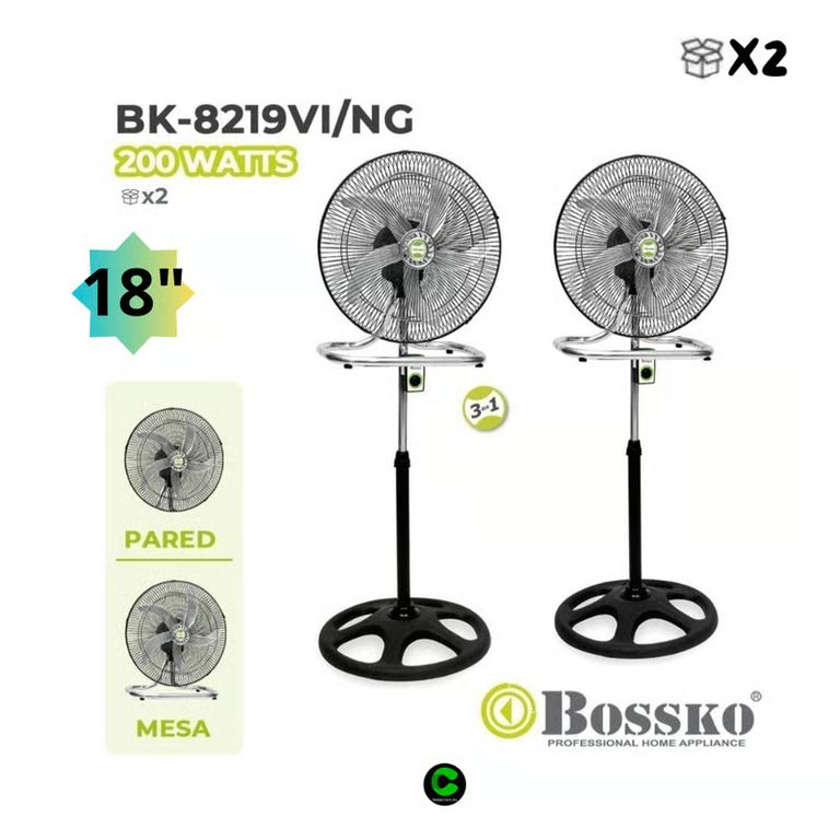 Ventilador 3 en 1 de 200W BK-8219VI/NG - Paquete de 2 Unidades