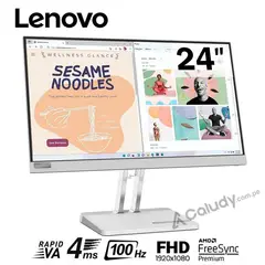 LENOVO - Monitor Plano L24e-40 100Hz 4 MS AMD Freesync - Plateado