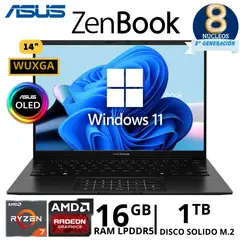 Laptop ZenBook UM3406HA-QD015W AMD Ryzen 7-8840HS, 14"WUXGA, Ram 16Gb, SSD 1Tb, Windows 11