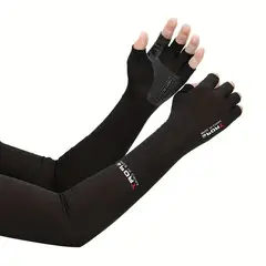 GENERICO - MANGAS PARA BRAZOS MANOS ANTIDESLIZANTES PROTECCIÓN UV NEGRO