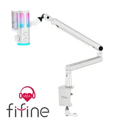 FIFINE - Micrófono TAM6 White con Brazo