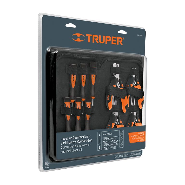 Juego 6 desarmadores de joyero y 4 mini pinzas Comfort Grip,