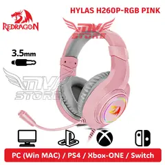 REDRAGON - Audífonos Hylas H260 RGB Color Rosa