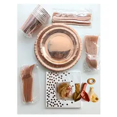 GENERICO - SET Fiesta Descartables 10Vasos+20Platos+20 servilletas+30cubiertos+Globos