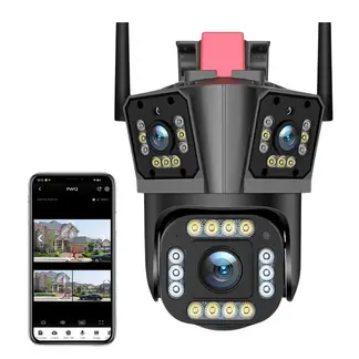AV HOME - Cámara de Seguridad Triple Lente Exterior PTZ