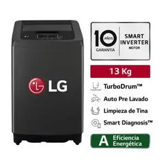 LG - Lavadora 13 KG Carga Superior Smart Motion WT13BPBK Negro Claro