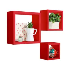 GENERICO - Repisa Cubo Infantil Flotante Rojo Muebles Gaudi