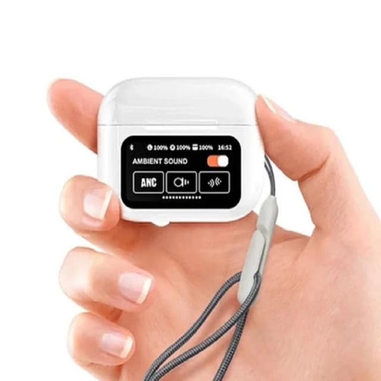 AUDÍFONOS BLUETOOTH A9 PRO CON PANTALLA CON ANCENC BLANCO