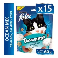 PURINA - Snacks Para Gato Felix Ocean Mix Caja 15 Unidades De 60g