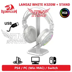 REDRAGON - Audífonos Lamia 2 H320 RGB Color Blanco + Stand