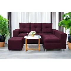 GENERICO - Sofá Seccional Minimalista Perú + Puff de Regalo - Vino