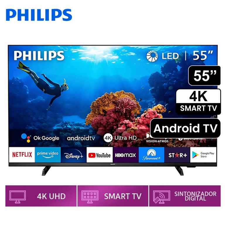 Televisor LED 55 Pulg UHD 4K Smart Tv 55PUD7406