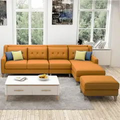 GENERICO - Seccional Derecho Barroco + banqueta de regalo - Mostaza