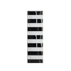 PANADECOR - Florero Vertical Blanco Con Rayas Negras De Mdf/Vidrio 40Cm