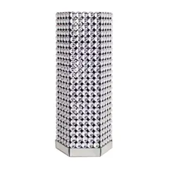 PANADECOR - Florero De Acrílico Rectangular Espejado Plateado Con Relieve 50Cm
