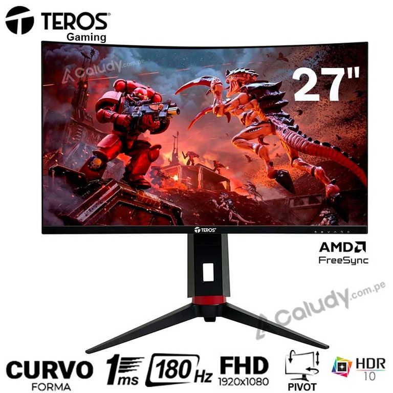Monitor Curvo TEROS Gamer TE2766G Full HD VA 180 Hz 1 ms DP PIVOT