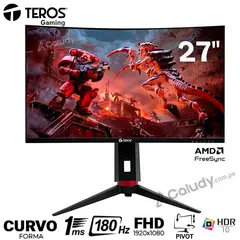 TEROS GAMING - Monitor Curvo TEROS Gamer TE2766G Full HD VA 180 Hz 1 ms DP PIVOT