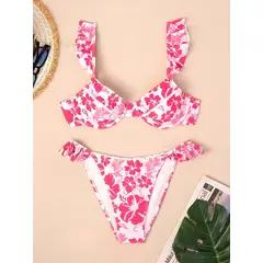 GENERICO - BIKINI LOLITAS ESTAMPADO ROSA PLAYERO