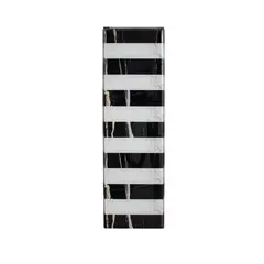 PANADECOR - Florero Vertical Blanco Con Rayas Negras De Mdf/Vidrio 50Cm