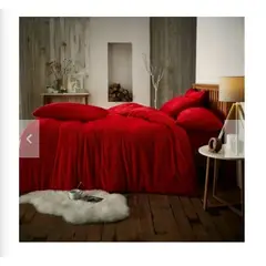 GENERICO - CUBRECAMA DOS PLAZAS DE PELUCHE PELO CORTO ROJO