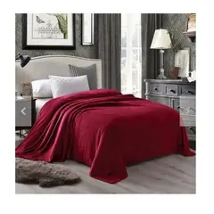 GENERICO - CUBRECAMA DOS PLAZAS DE PELUCHE PELO CORTO VINO TINTO