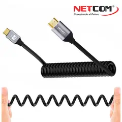 NETCOM - Cable Mini Hdmi a Hdmi 1.5 Metros espiralado 2.0 4K 60 Hz eARC