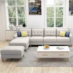 GENERICO - Seccional Izquierdo Barroco + banqueta de regalo - Blanco