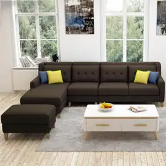 GENERICO - Seccional Izquierdo Barroco + banqueta de regalo - Marrón