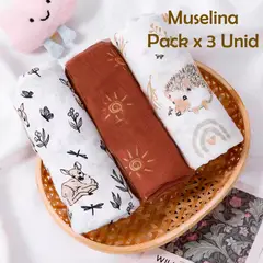 GENERICO - Manta Muselina para Bebé 100% Algodón Pack x 3 Unidades