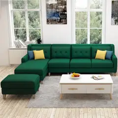 GENERICO - Seccional Izquierdo Barroco + banqueta de regalo - Verde