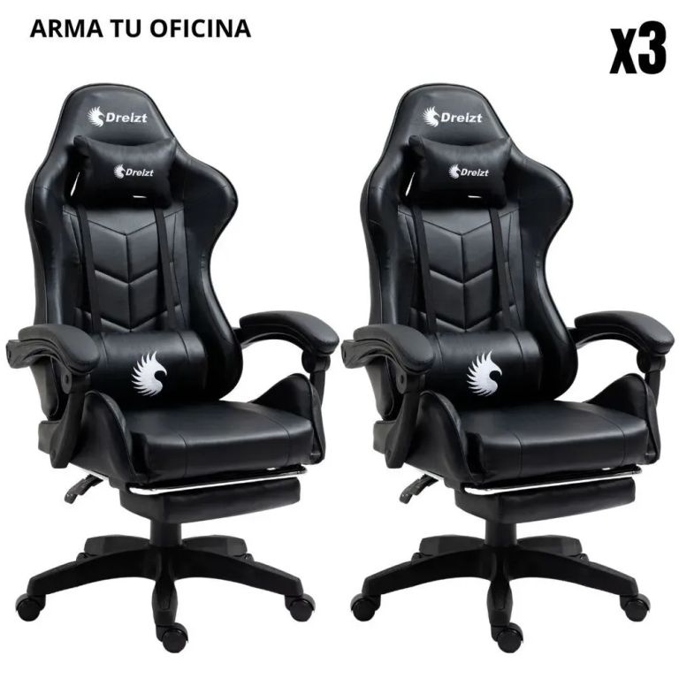 Combo 3 Silla Gamer Ergonómica Shine Series Negro