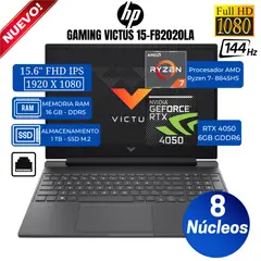 HP - Laptop Victus 15-FB2020la, 15.6” FHD IPS, RYZEN 7-8845HS, Ram 16GB, Ssd 1 TB, Rtx 4050, FreeDos