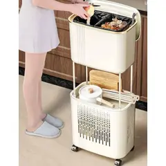 GENERICO - ORGANIZADOR DE ALMACENAMIENTO MULTIFUNCIONAL CON TAPA Y RUEDA